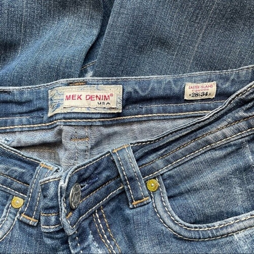 Mek Denim Y2K Back Flap Jean Medium Wash Straight Leg Size 28 | 6 Grunge 2000s - Picture 8 of 12